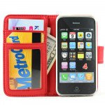 Wholesale iPhone 4S / 4 Simple Flip Leather Wallet Case (Red)